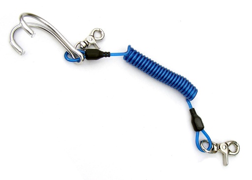 [EJA 200011] Lanyard Cressi Extensor Acero Gancho Inox + 2 Mosquetones Pro