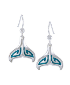 [TER1649] Pendientes Largos Aleta Ballena Esmalte Azul Ola Scuba Gifts