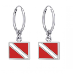 [TER2086] Pendientes de Aro Bandera de Buceo Scuba Gifts