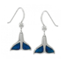 [TE2501] Pendientes Largos Cola de Ballena Azul Scuba Gifts