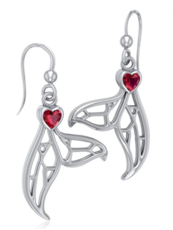 [TER1685] Pendientes Cola de Ballena con Corazón de Rubí Scuba Gifts